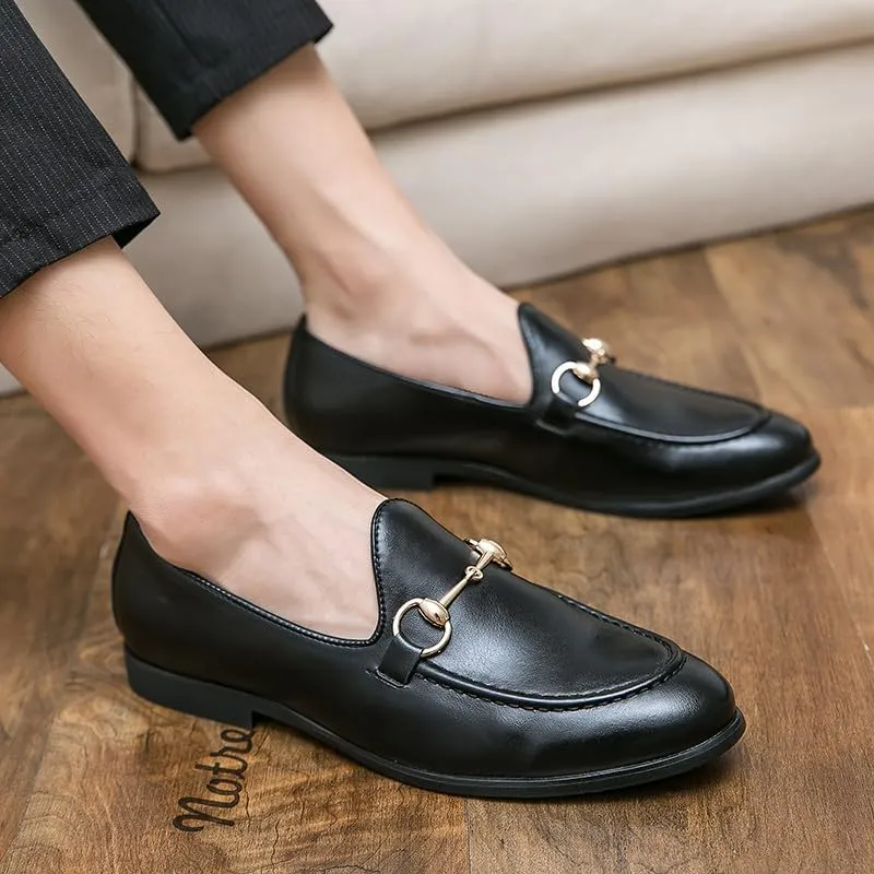 Santimon Men's Horsebit Leather Loafers Classic Moccasins Casual Formal Dress Slip On Driving Shoes for Men