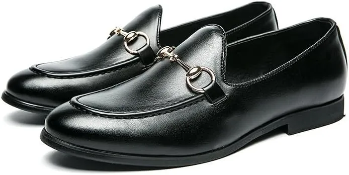 Santimon Men's Horsebit Leather Loafers Classic Moccasins Casual Formal Dress Slip On Driving Shoes for Men