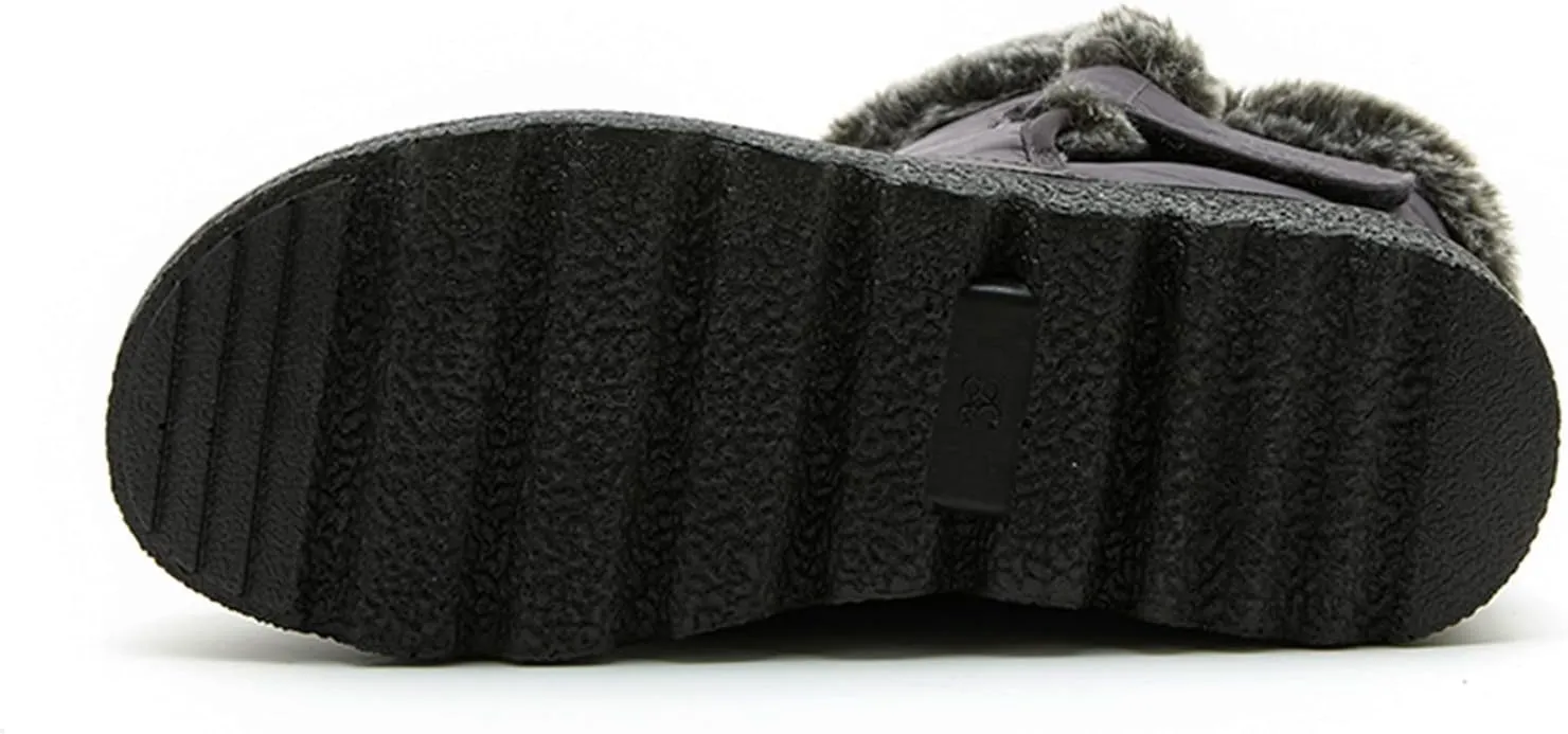 Snow Boots for Women Platform Boots Round Toe Waterproof Fabric Flat Heel Warm Winter Sticky Paste Mid Calf Snow Boot