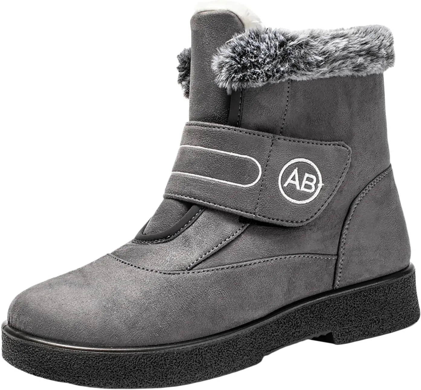 Snow Boots for Women Warm Fur Lined Ankle Boots Winter Comfy Flat Heel Booties Outdoor Waterproof Short Shoes