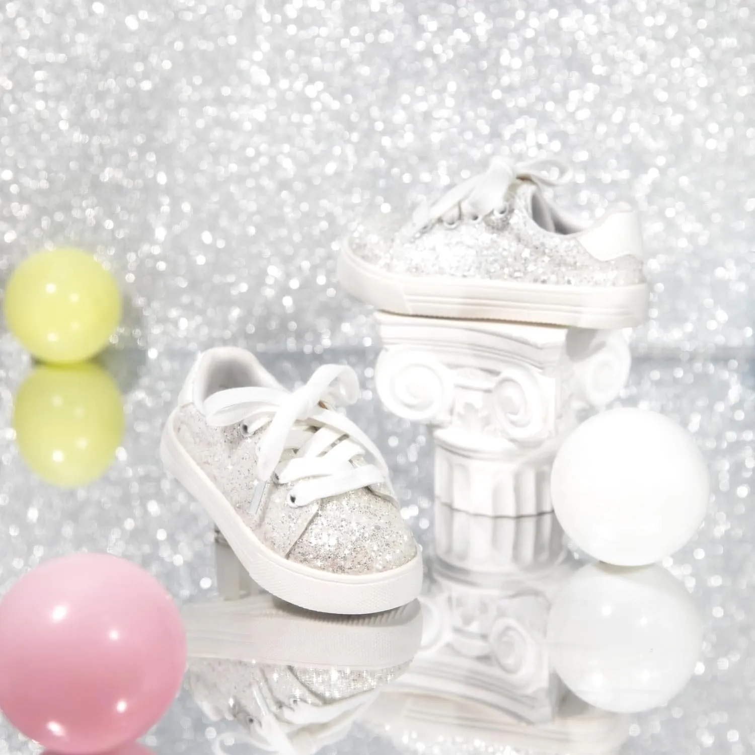 Sparkly Sneakers for Girls 3-12 Years Slip-On Comfort Fit Casual Princess Shoes