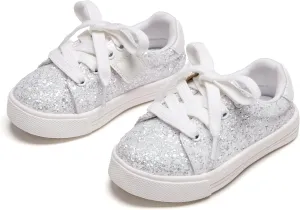 Sparkly Sneakers for Girls 3-12 Years Slip-On Comfort Fit Casual Princess Shoes