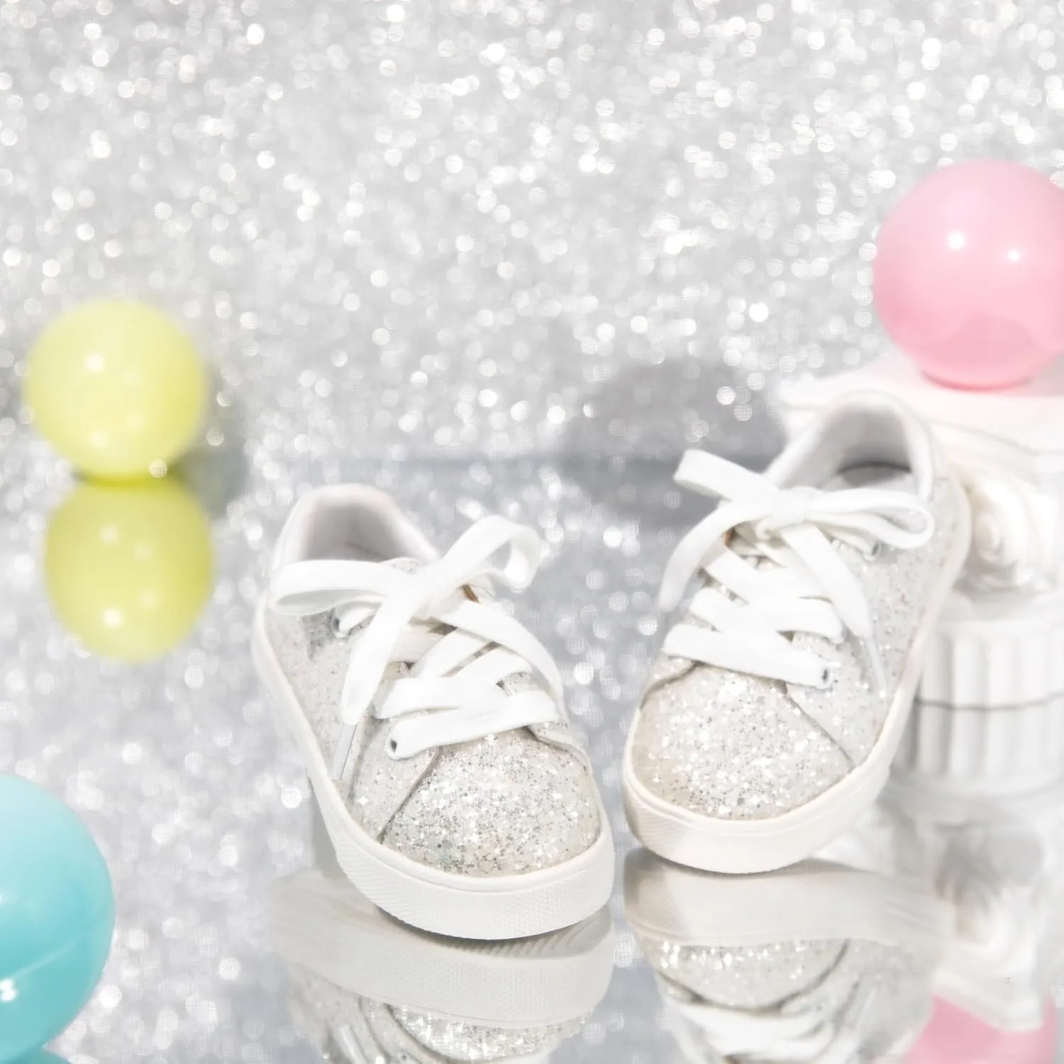 Sparkly Sneakers for Girls 3-12 Years Slip-On Comfort Fit Casual Princess Shoes