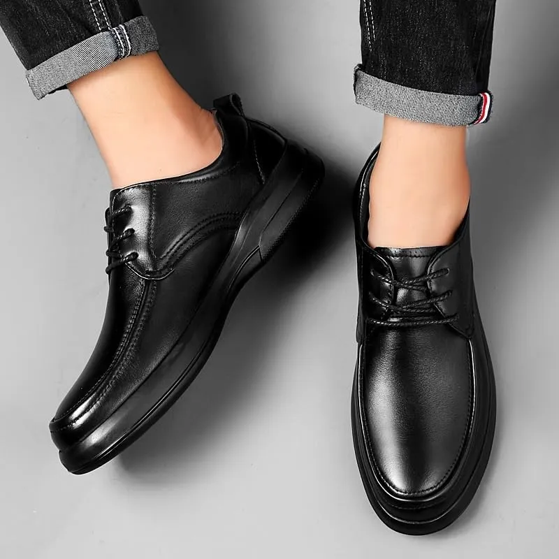 Spring Autumn Lace-Up Men Dress Shoes Elegant Solid Color Casual Office Shoes Modern Low Top Non Slip Walking