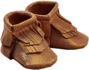 Unisex-Child Copper Leather High-Top Moccasin Bootie