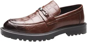 Vintage Loafers for Mens Faux Leather Vintage Uniform Solid Color Round Toe Anti-Slip Slip Resistant Rubber Sole Prom Wedding