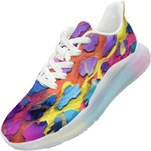 Women Trainers Sports Running Shoes Causal Travel Walking Air Cushion Shoe Lace-up Breathable for Lady Teenager Girls Vintage Colorful Milk Cow Pattern