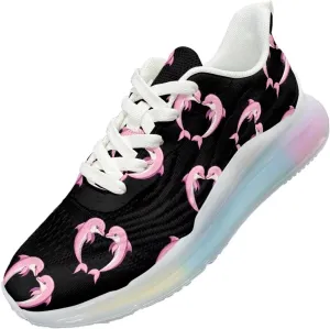 Women Trainers Sports Running Shoes with Air Cushion Sole Causal Travel Walking Air Cushion Shoe Lace-up Breathable for Lady Teenager Girls US Size 6-11 Dolphin Pattern
