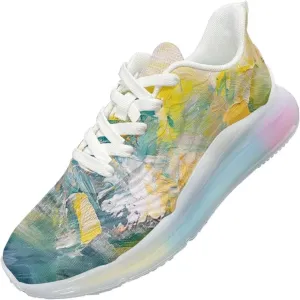 Women Trainers Sports Running Shoes with Air Cushion Sole Causal Travel Walking Air Cushion Shoe Lace-up Breathable for Lady Teenager Girls US Size 6-11 Oil Painting Pattern