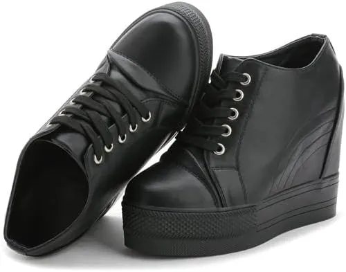 Women Wedges Sneakers with Hidden Heel Ankle High Platform Walking Shoes Fashion Bride Wedding Shoes
