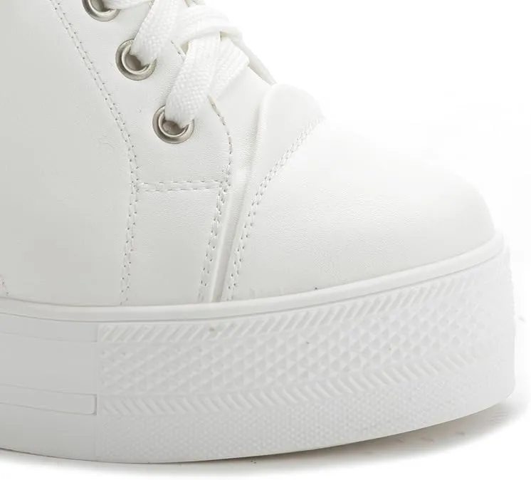Women Wedges Sneakers with Hidden Heel Ankle High Platform Walking Shoes Fashion Bride Wedding Shoes