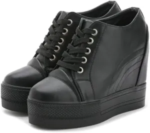 Women Wedges Sneakers with Hidden Heel Ankle High Platform Walking Shoes Fashion Bride Wedding Shoes