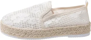 Womens 4th of July Platform Sneakers Espadrilles Shoes Patriotic US Flag Print Slip on Loafers Comfy Breathable Lightweight Dressy Canvas Shoes Summer Casual Indoor Outdoor Footwear
