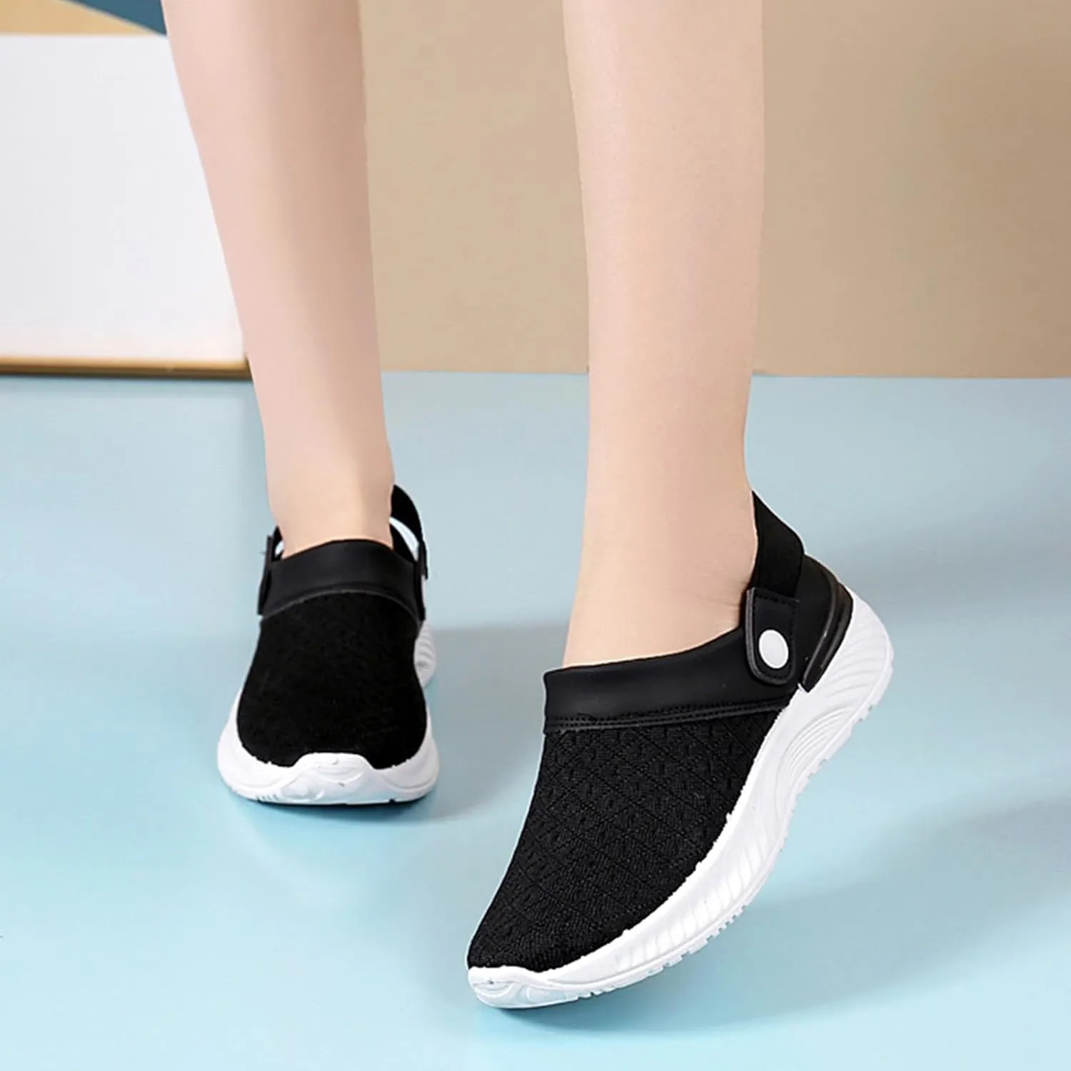 Women's Backless Slip on Mesh Sneakers Shoes Mens Running Shoes Walking Women's Casual Shoes Black Platform Sneaker Tennis Shoe Loafers Casual Slip On