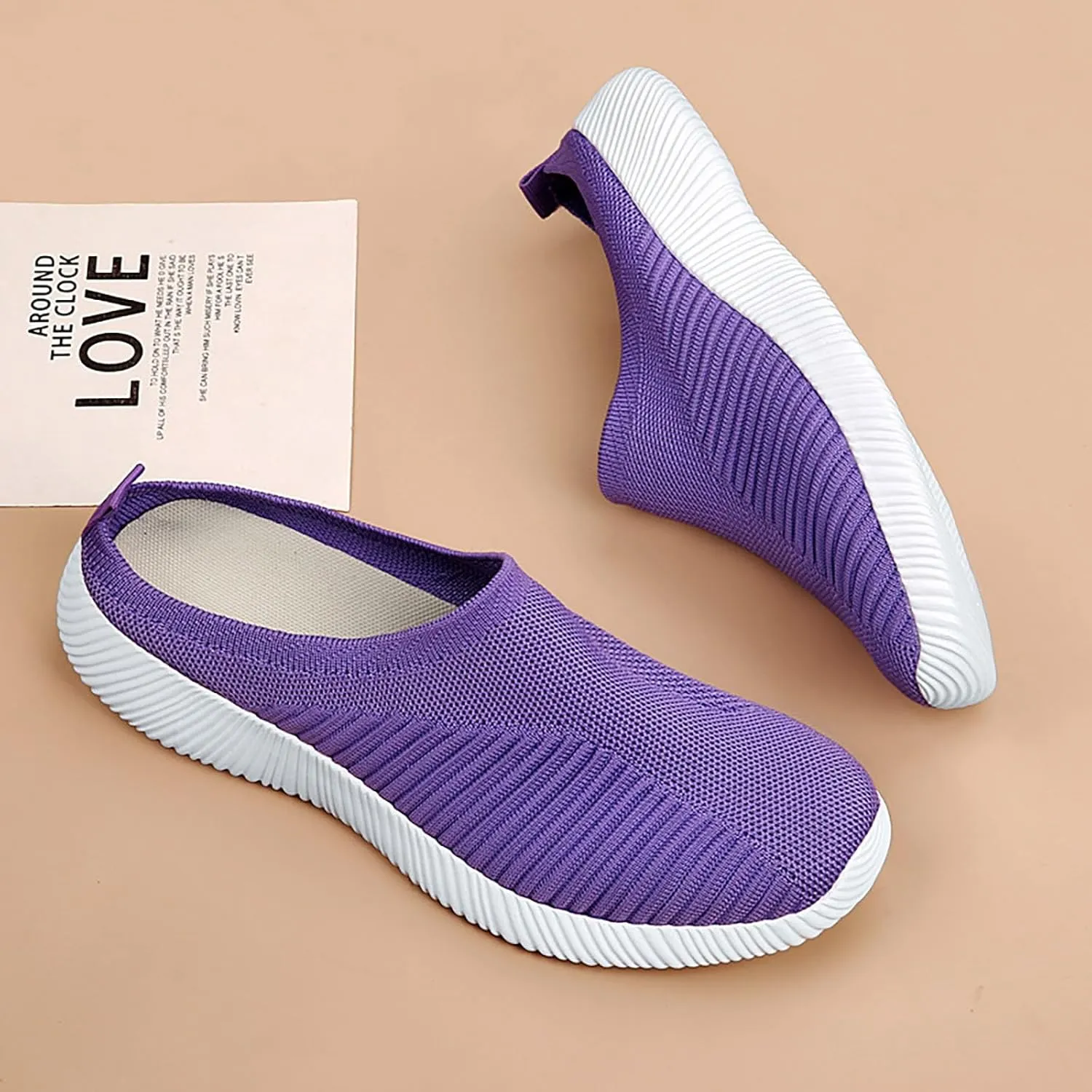Womens Backless Sneakers Mesh Slip-on Mule Shoes Running Shoes for Women Wide Casual Shoes for Fall Women's Fashion Sneakers Brown Tennis Shoe Casual Loafers