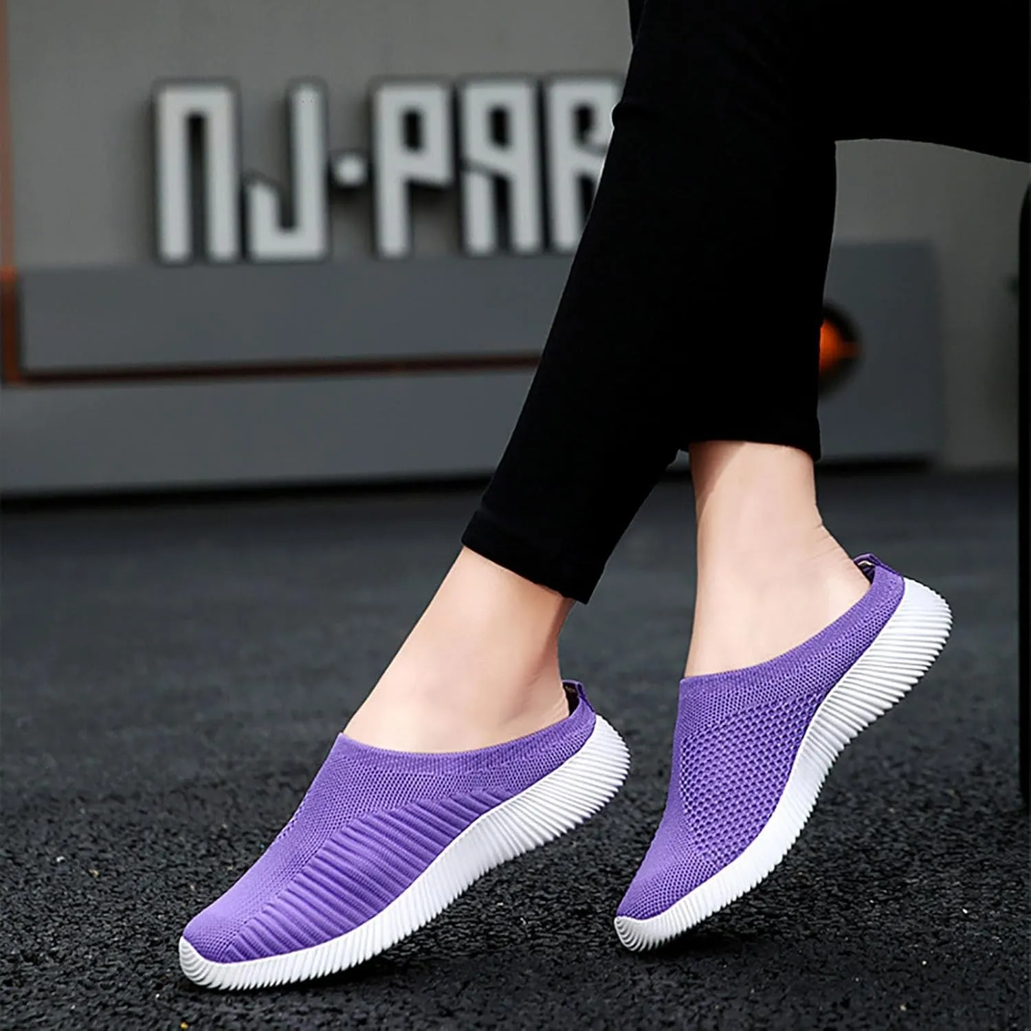 Womens Backless Sneakers Mesh Slip-on Mule Shoes Running Shoes for Women Wide Casual Shoes for Fall Women's Fashion Sneakers Brown Tennis Shoe Casual Loafers