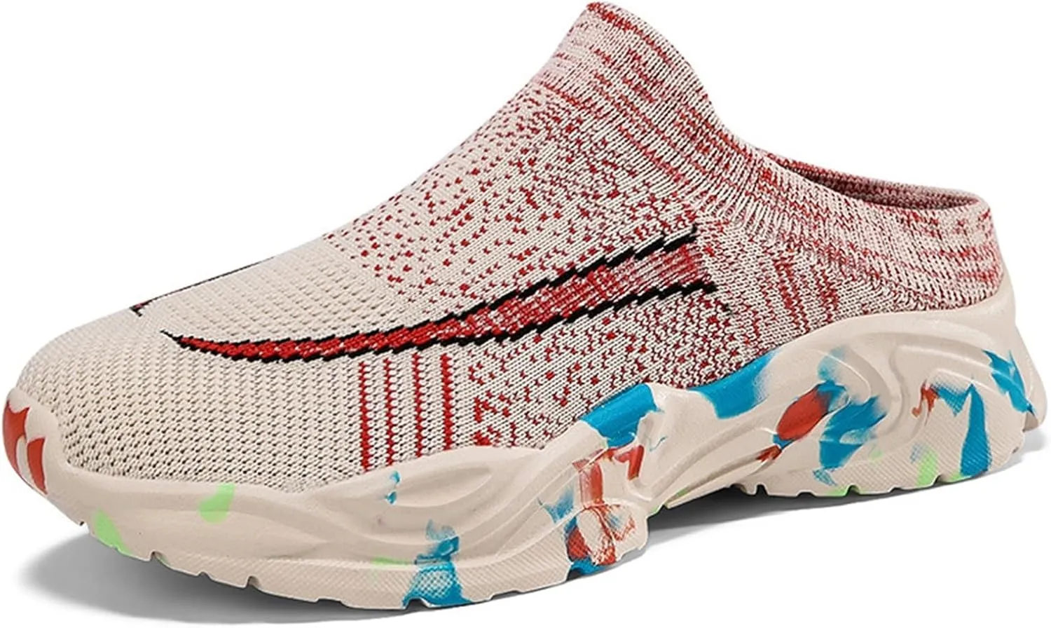 Women's Backless Walking Sneakers Summer Slip-on Non Slip Work Shoes Women Dressy Slip On Shoes Casual Chunky Sneakers Red Tennis Shoe Casual Loafers