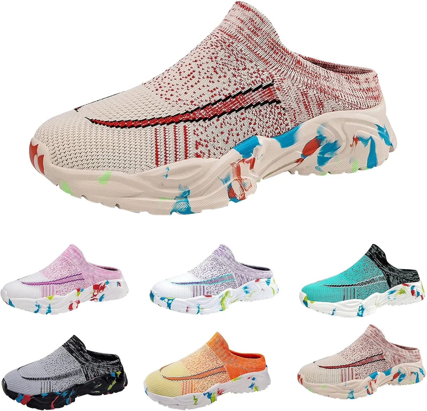 Women's Casual Slip on Half Shoes Breathable Mens Running Shoes Lightweight Casual Work Shoes Men's Fashion Sneakers Platform Tennis Shoe Trainers Shoe