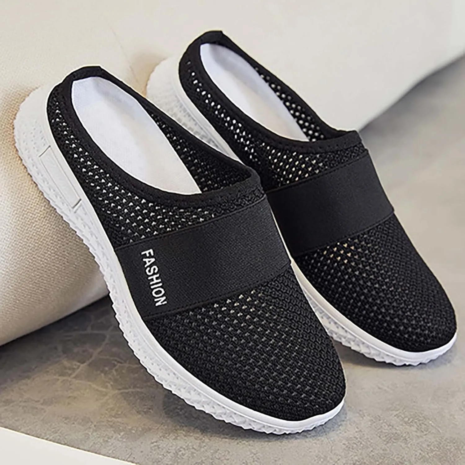 Women's Casual Slip on Half Shoes Breathable Tennis Shoes Womens Wide Width Women Casual Shoes Platform Sneakers Red Tennis Shoe Loafers Casual Slip On