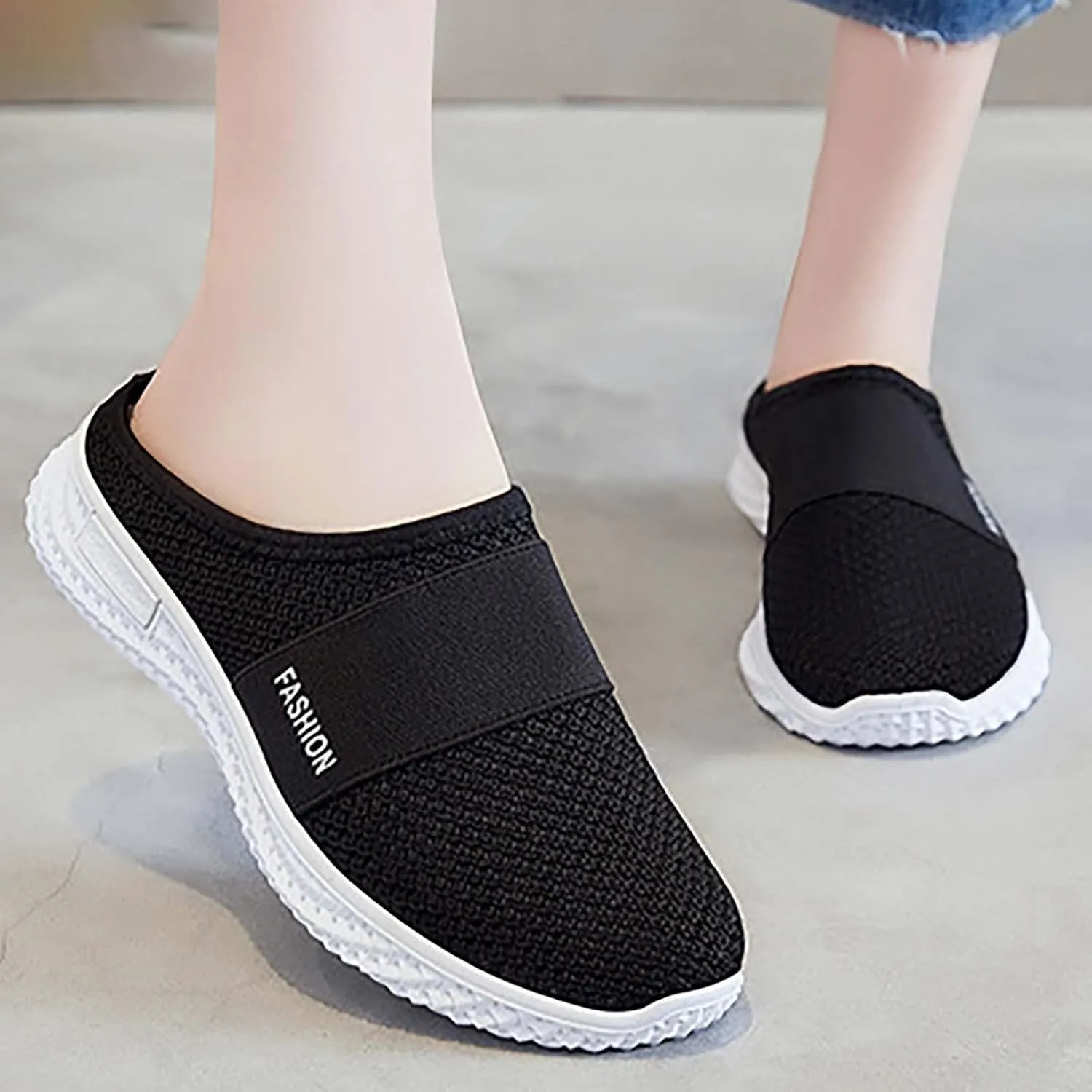 Women's Casual Slip on Half Shoes Breathable Tennis Shoes Womens Wide Width Women Casual Shoes Platform Sneakers Red Tennis Shoe Loafers Casual Slip On