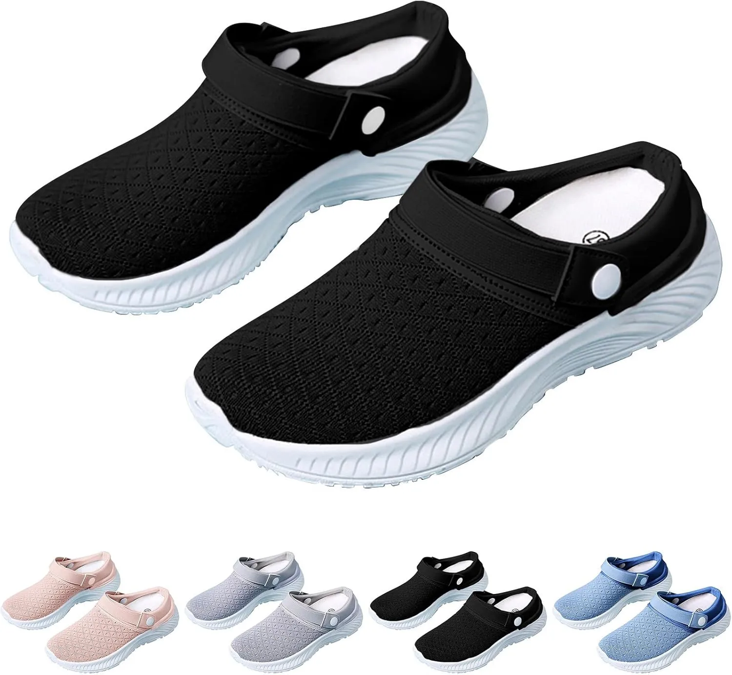 Women's Casual Slip on Half Shoes Breathable Womens Tennis Shoes Mesh Ladies Shoes Casual Black Sneakers Slip On Tennis Shoe Loafers Dress Shoe