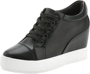 Women's High Top Wedge Fashion Sneakers Hidden Heel Platform Casual Shoes
