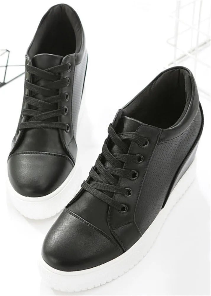 Women's High Top Wedge Fashion Sneakers Hidden Heel Platform Casual Shoes