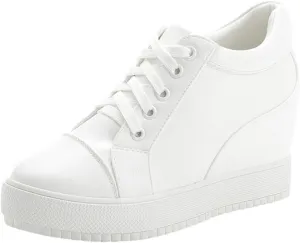 Women's High Top Wedge Fashion Sneakers Hidden Heel Platform Casual Shoes