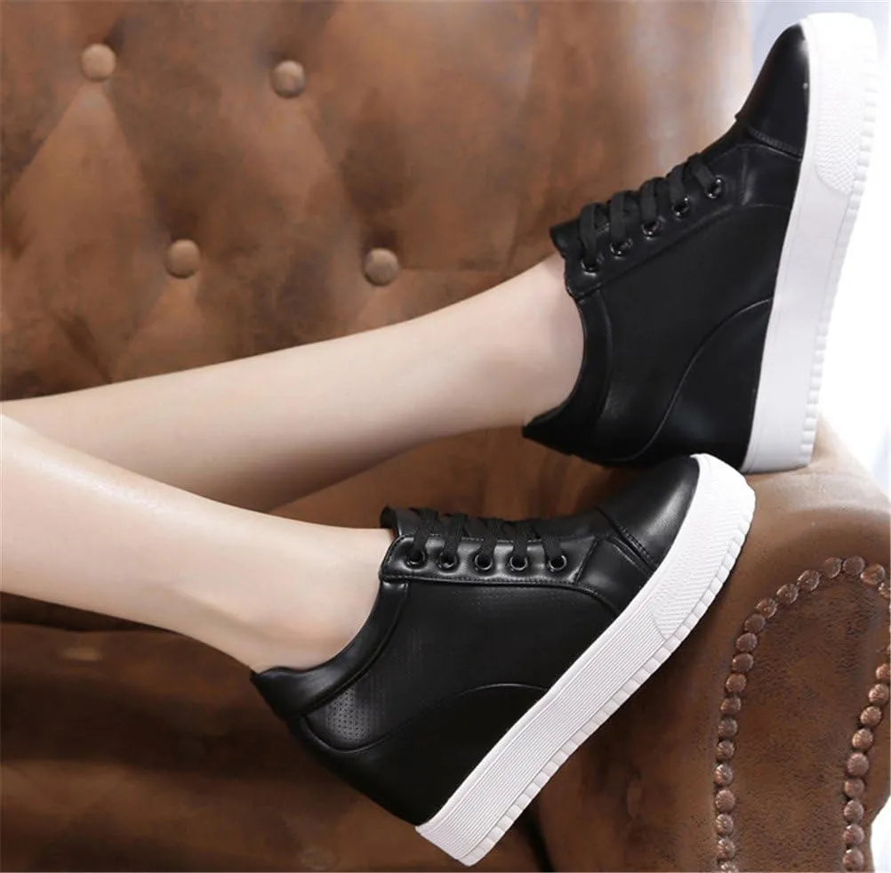 Women's High Top Wedge Fashion Sneakers Hidden Heel Platform Casual Shoes