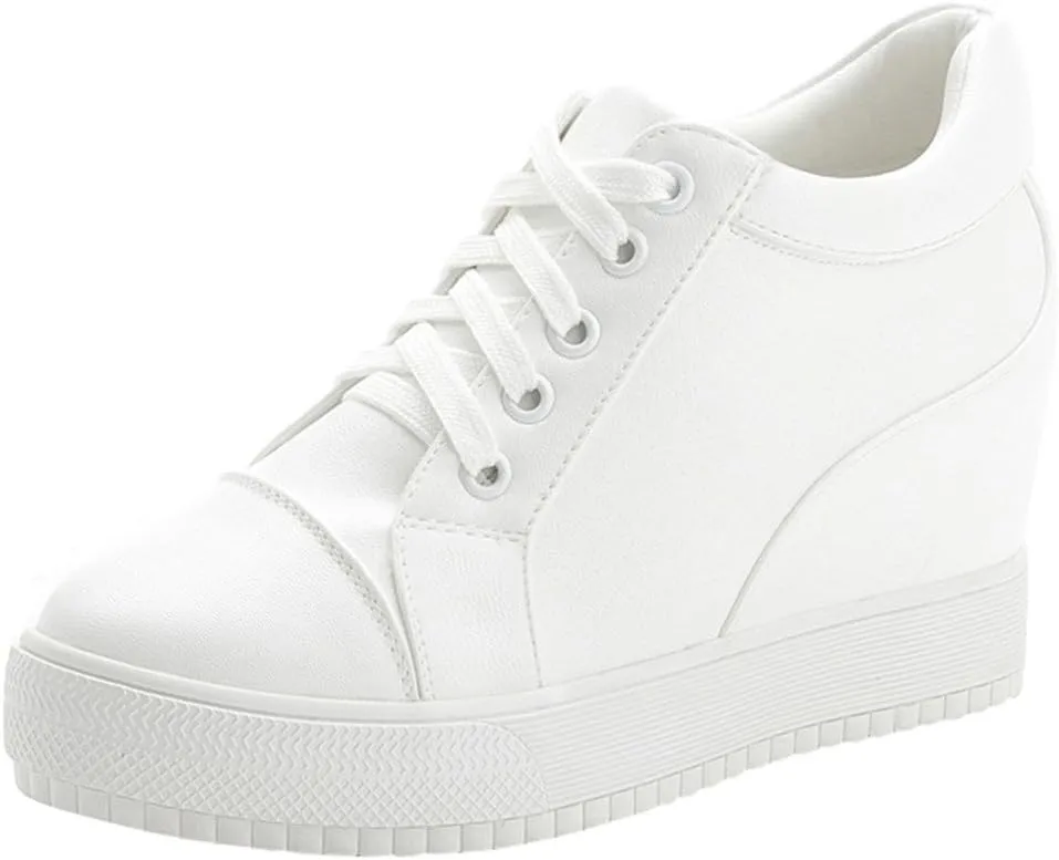 Women's High Top Wedge Fashion Sneakers Hidden Heel Platform Casual Shoes