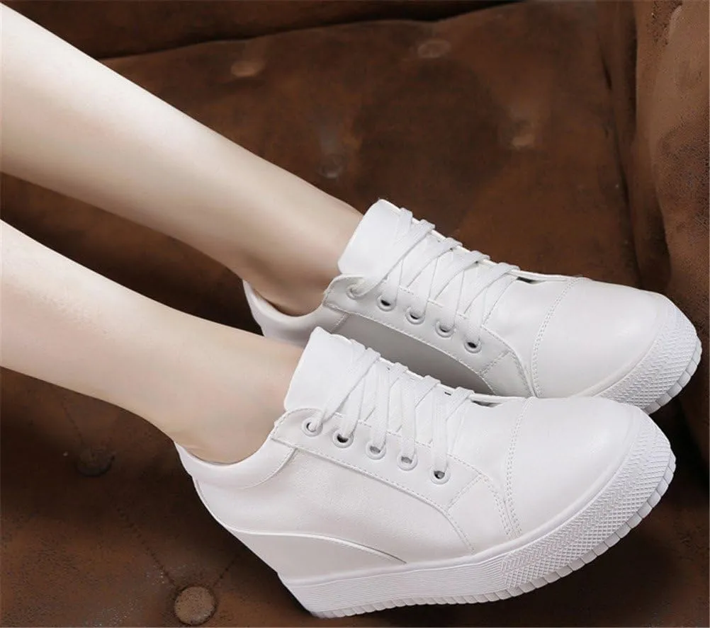 Women's High Top Wedge Fashion Sneakers Hidden Heel Platform Casual Shoes