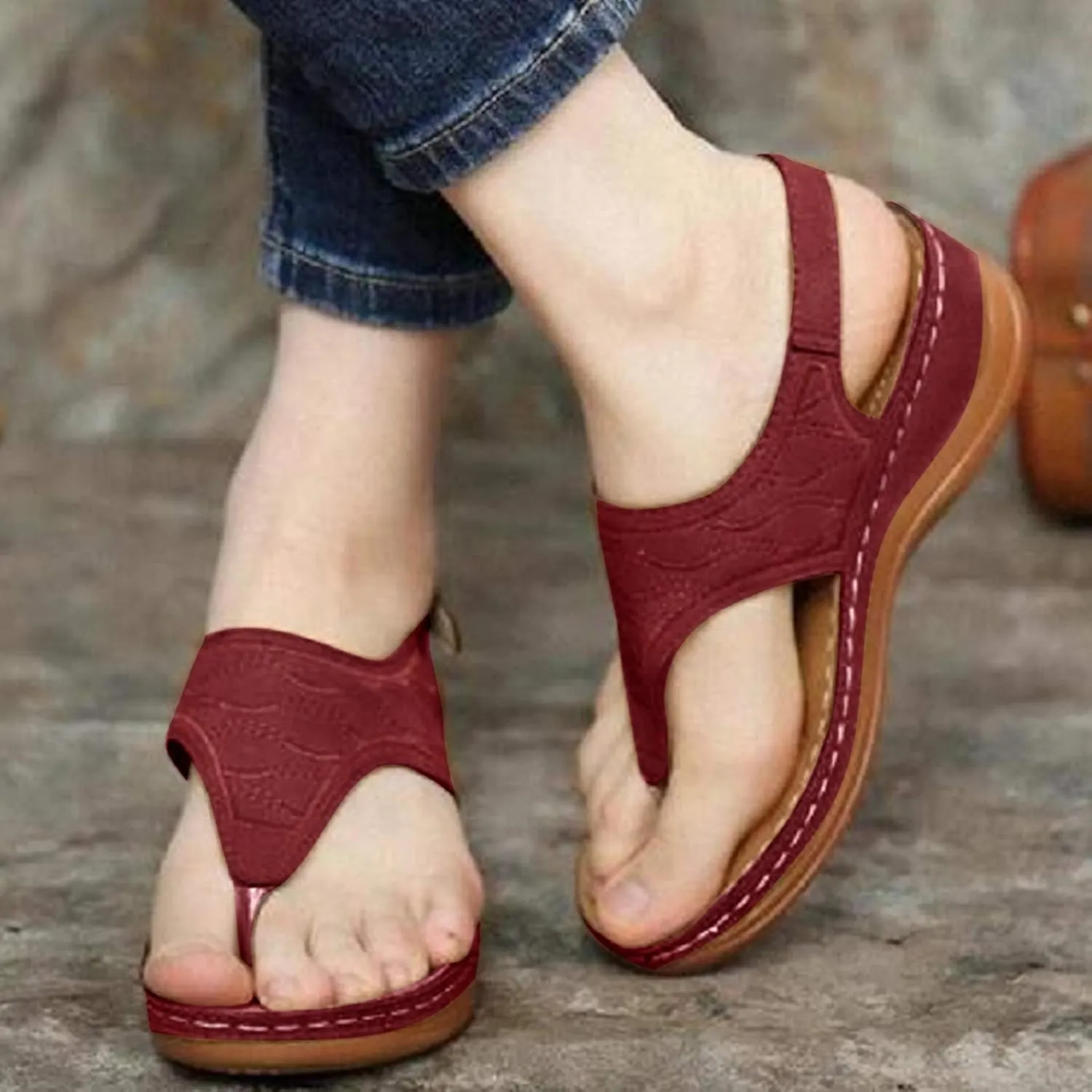 ZBYY Women's Summer Sandals Casual Comfort Flip Flops Wedge Shoes Ankle Strap Flat Dress Outdoor Platform Beach Sandals