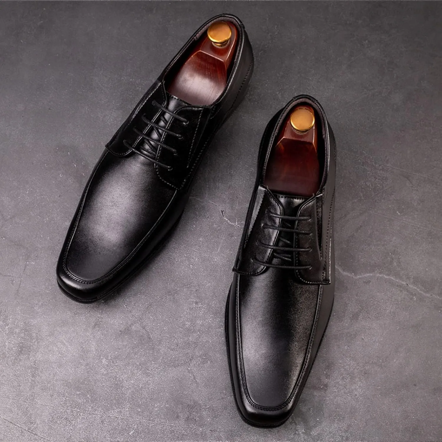 ZHOUYF Mens Dress Shoes Classic Business Formal Leather Shoes Casual Square-Toe Lace-up Oxford Shoes Fashion Modern Wedding Shoes for Men