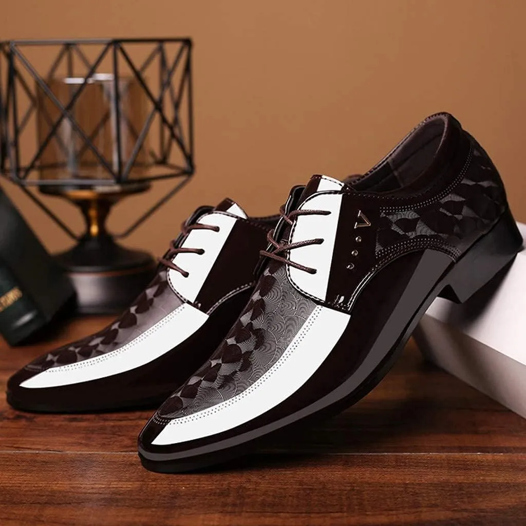 ZHOUYF Wedding Shoes for Men Fashion Modern Classic Business Formal Shoes Casual Lace-up Pointed Toe Leather Oxford Shoes Mens Dress Shoes