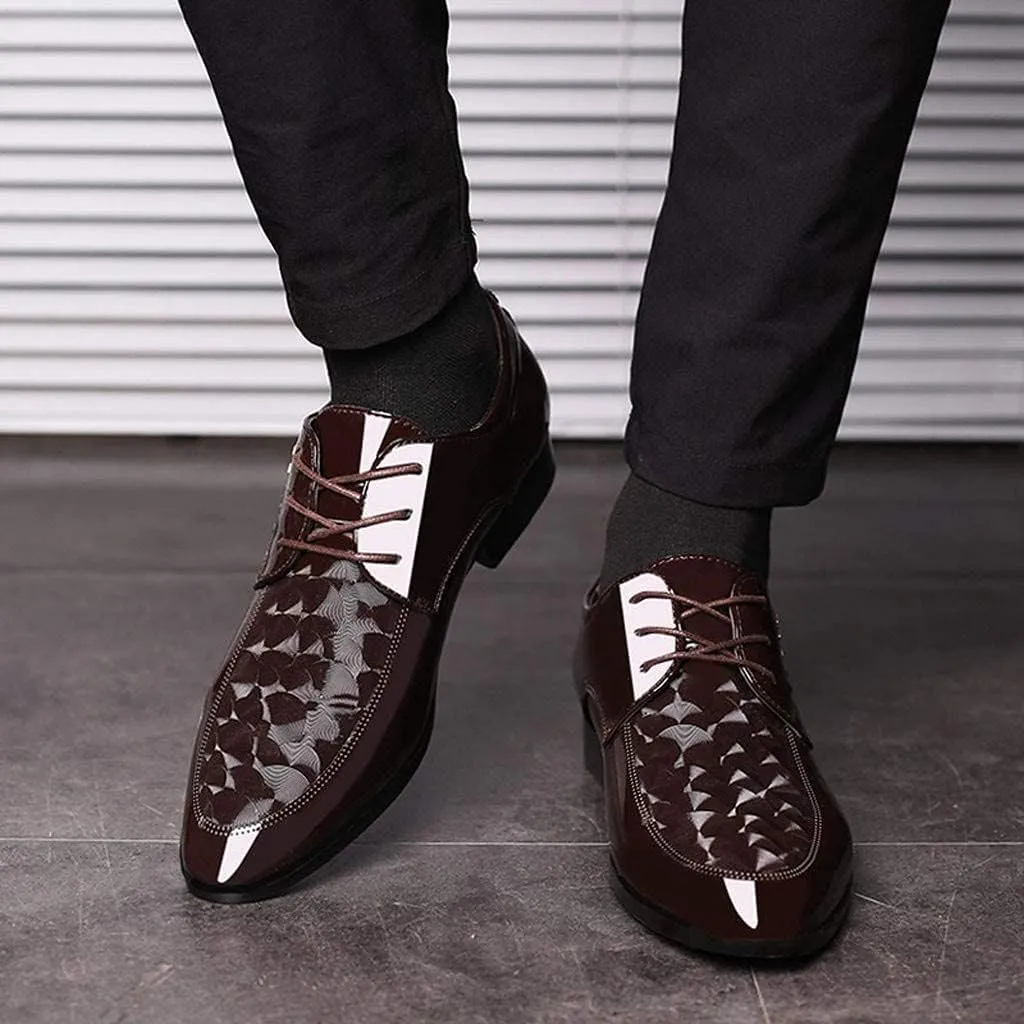 ZHOUYF Wedding Shoes for Men Fashion Modern Classic Business Formal Shoes Casual Lace-up Pointed Toe Leather Oxford Shoes Mens Dress Shoes