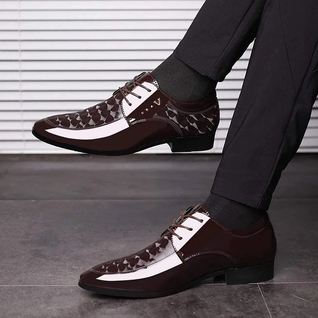 ZHOUYF Wedding Shoes for Men Fashion Modern Classic Business Formal Shoes Casual Lace-up Pointed Toe Leather Oxford Shoes Mens Dress Shoes
