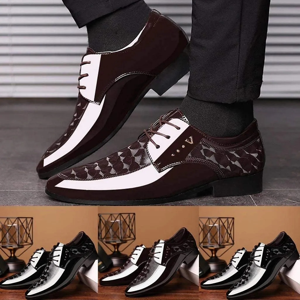 ZHOUYF Wedding Shoes for Men Fashion Modern Classic Business Formal Shoes Casual Lace-up Pointed Toe Leather Oxford Shoes Mens Dress Shoes