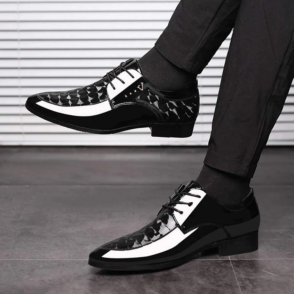 ZHOUYF Wedding Shoes for Men Fashion Modern Classic Business Formal Shoes Casual Lace-up Pointed Toe Leather Oxford Shoes Mens Dress Shoes