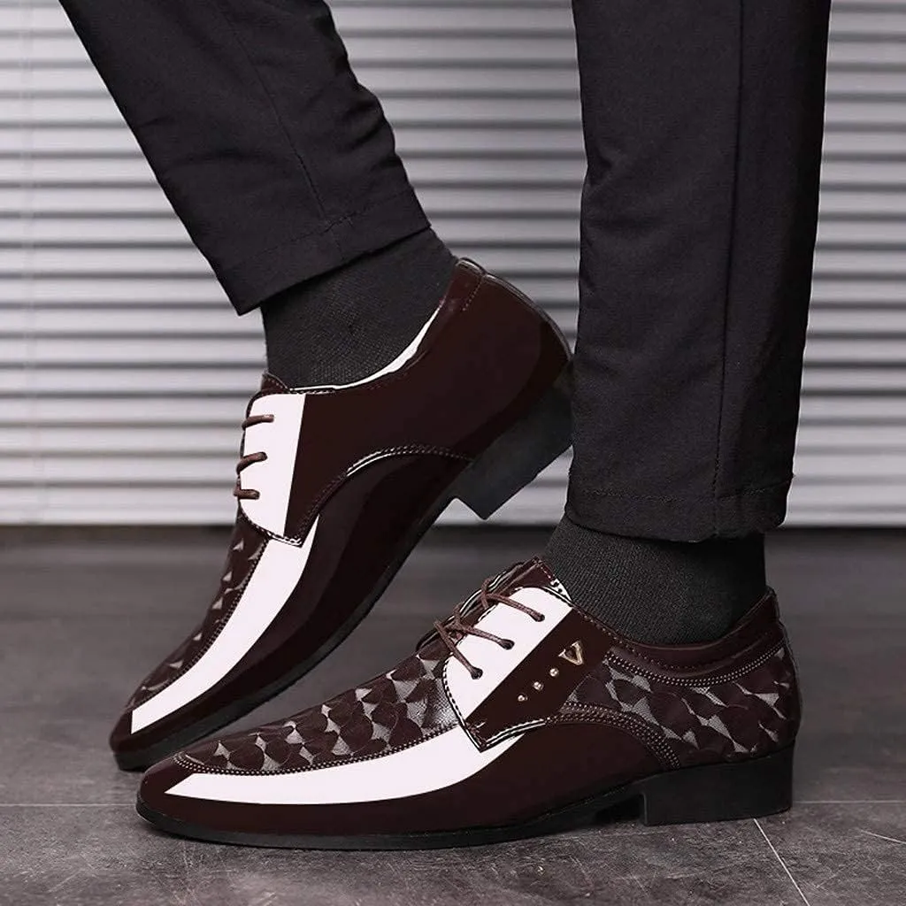 ZHOUYF Wedding Shoes for Men Fashion Modern Classic Business Formal Shoes Casual Lace-up Pointed Toe Leather Oxford Shoes Mens Dress Shoes