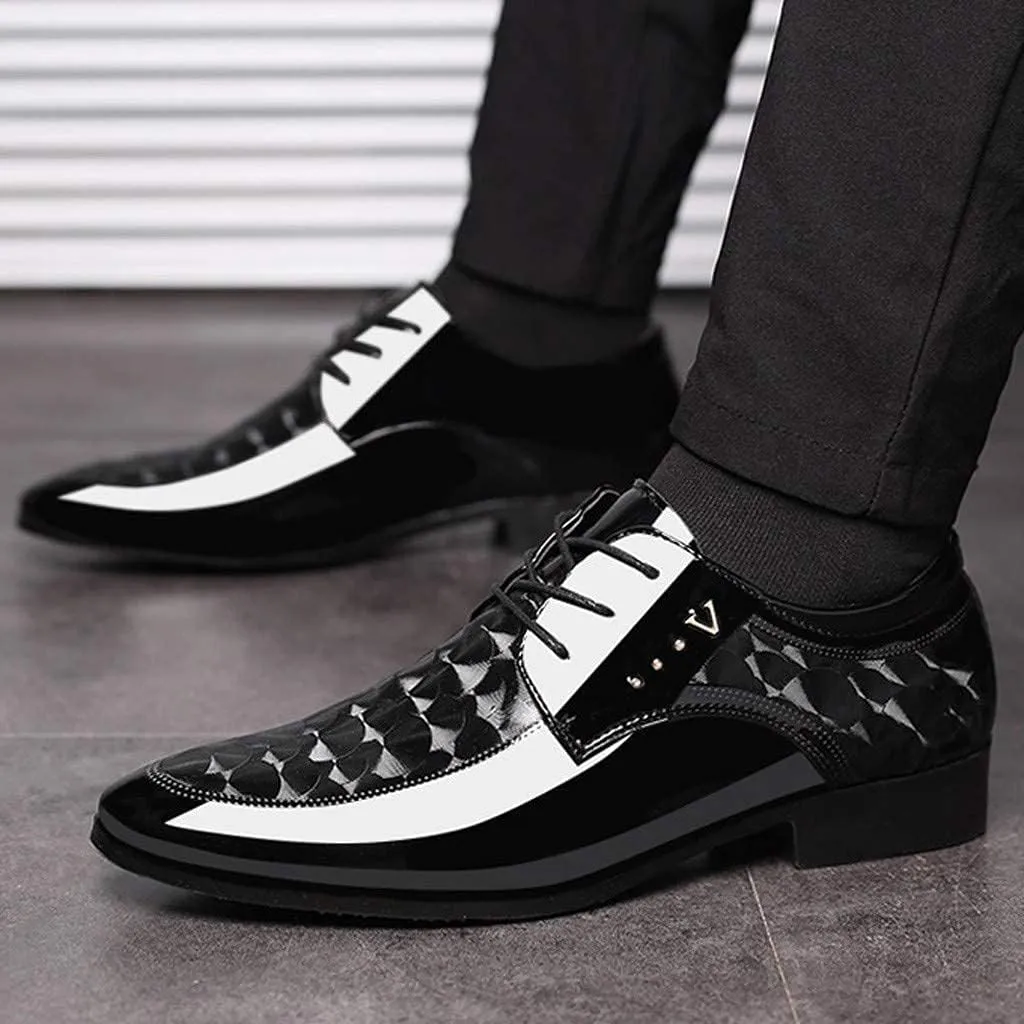 ZHOUYF Wedding Shoes for Men Fashion Modern Classic Business Formal Shoes Casual Lace-up Pointed Toe Leather Oxford Shoes Mens Dress Shoes