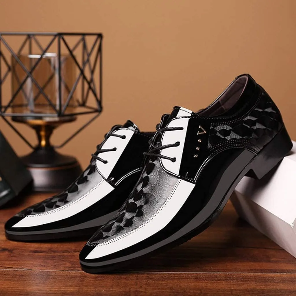 ZHOUYF Wedding Shoes for Men Fashion Modern Classic Business Formal Shoes Casual Lace-up Pointed Toe Leather Oxford Shoes Mens Dress Shoes