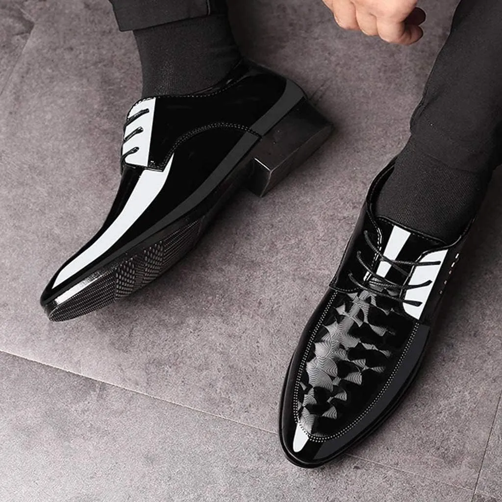 ZHOUYF Wedding Shoes for Men Fashion Modern Classic Business Formal Shoes Casual Lace-up Pointed Toe Leather Oxford Shoes Mens Dress Shoes