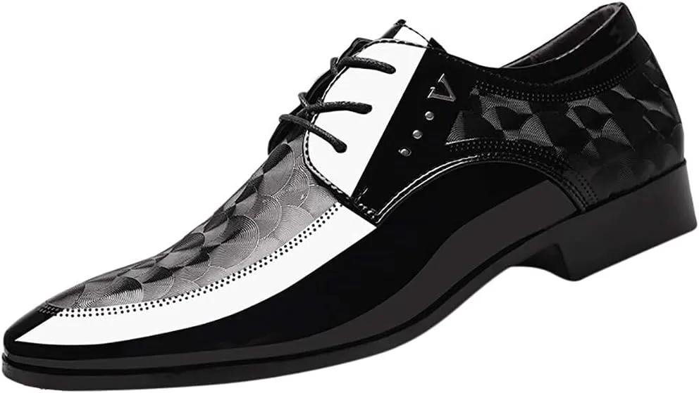 ZHOUYF Wedding Shoes for Men Fashion Modern Classic Business Formal Shoes Casual Lace-up Pointed Toe Leather Oxford Shoes Mens Dress Shoes